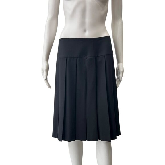 Theory Black Pleated Knee Length Wool Skirt size 6 - Picture 1 of 6
